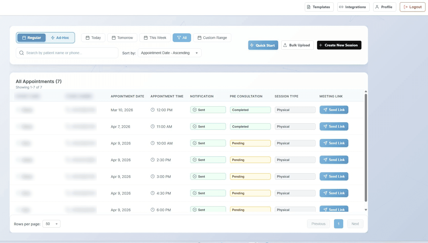 ClinicTech product dashboard as hero background